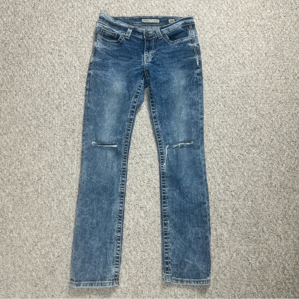 BKE Jeans Womens 28R Payton Straight Denim Pants 28 x 31.5 Stretch Thick Stitch